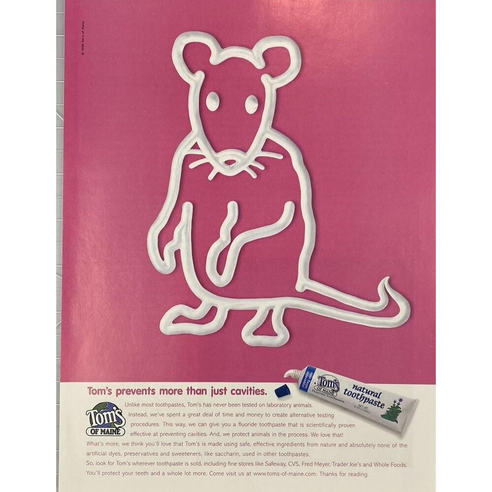 Tom's of Maine Natural Toothpaste "Prevents More than Cavities" Print Ad 1999